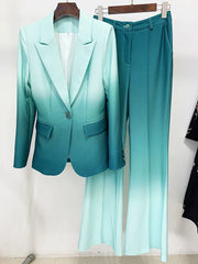 Gradient Single Button Blazer Suit