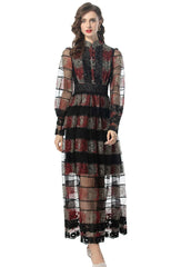 Temperament Embroidery Net Yarn Party Dress