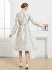 Elegant Floral Embroidery French Midi Gown