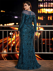 Elegant Sequin Splicing Evening Party Dress