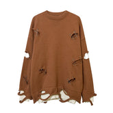 Vintage Pin Ripped Hole Women Jumper