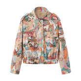 Vibrant Peacock Print Short Jacket