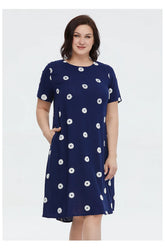 Polka Dot Embroidered Plus Size Women's Dress
