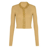 Beaded Knitting Long Sleeve Cardigan