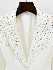 Lovely Single Button Diamonds Beaded Blazer
