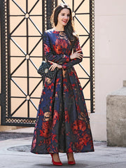 Sophisticated Boho Floral Jacquard Maxi Dress