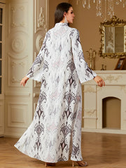Elegant Printed Tassel Abaya Dress