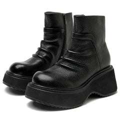 British Moccasins Wedge Ankle Boots