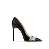 Lovely Pointed Toe Leather Heels