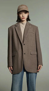 Wide Shoulder Suit Jacket
