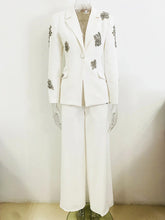 Notched White Diamond Blazer Suits