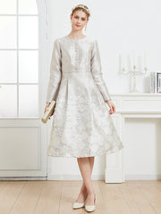 Elegant Floral Embroidery French Midi Gown