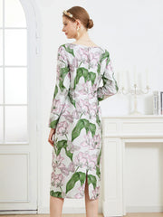 Stunning Floral Jacquard Midi Dress