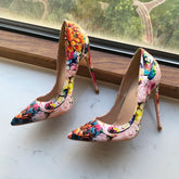 Flower Embossed Printed Women's High Heel Stiletto Pumps