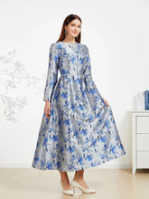 Elegant Floral Jacquard Maxi Dress