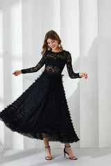 Folds Bird Lattice Hook Hollow Dress