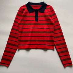 Vintage Striped POLO Neck Sweater