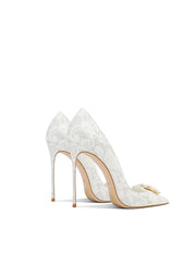 Elegant Lace Bead Flower Stiletto High Heels