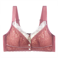 Lace Front Button Adjustable Straps Bra