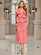 Leaf Pleated Splicing Hem Dress