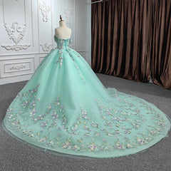 Off the Shoulder Appliques Prom Dress