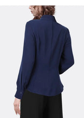 Trendy Blue High Neck Blouse