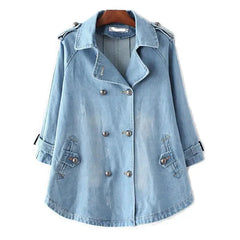Elegant Cape Style Denim Jeans Coat