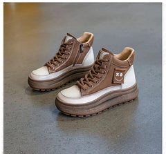 Mixed Color Motorcycle Wedge Booties