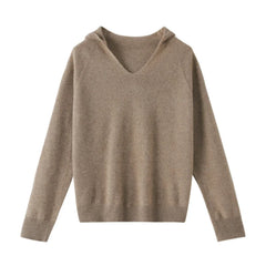 Elegant V-neck Hooded Jumper Sweater