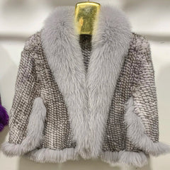 Real Poncho Fur Knitted Shawl
