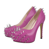 Bold Round Toe Rivet Pumps