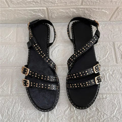 Rivet Strap Buckle Casual Sandals