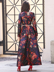Sophisticated Boho Floral Jacquard Maxi Dress