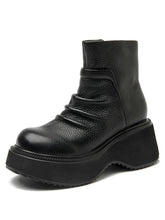 British Moccasins Wedge Ankle Boots