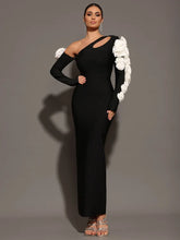 One Shoulder Flower Maxi Dress