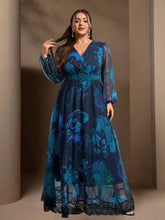 Contrast Lantern Sleeves Maxi Dress
