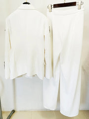 Notched White Diamond Blazer Suits