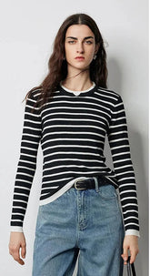 Contrasting Color Slim Fit Sweater