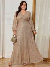 Plus Size V-Neck Formal Maxi Dress