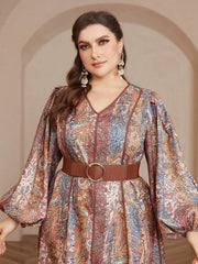 Bohemian Belted Plus Size Maxi Dress