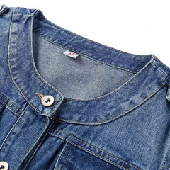 Oversized O-neck Short Denim Jean Jacket