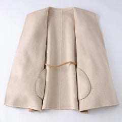 Real Fur Cuff Cashmere Wool Coat
