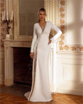 Shiny Beaded Side Slit Wedding Dress