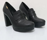 Black Platform Block High Heel Pumps