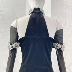 Black Tulle Long Sleeves Mermaid Dress