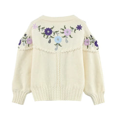 Flower Embroidery Cashmere Sweater