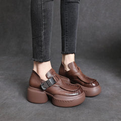 Round Toe Ethnic Leather Loafers