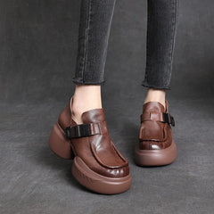 Round Toe Ethnic Leather Loafers