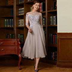 Experience The Elegance Tea Length Evening Dress
