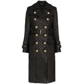 Button-up Belted Sheepskin Leather Trench Coat